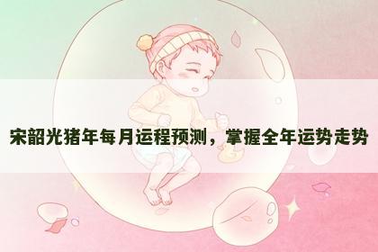 宋韶光猪年每月运程预测，掌握全年运势走势